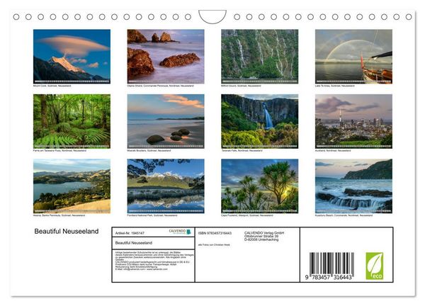 Produktbild: Beautiful Neuseeland (Wandkalender 2026 DIN A4 quer), CALVENDO Monatskalender
