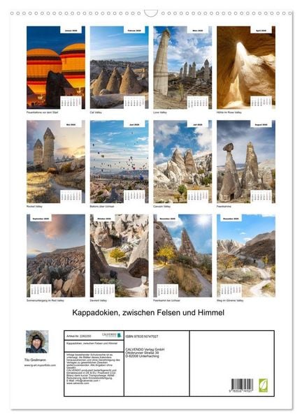 Produktbild: Kappadokien, zwischen Felsen und Himmel (Wandkalender 2026 DIN A2 hoch), CALVENDO Monatskalender