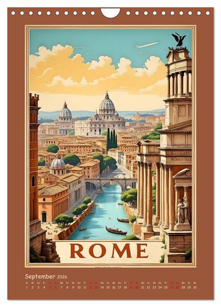 Produktbild: City Travel Poster - nostalgische St&auml;dtereise um die Welt (Wandkalender 2026 DIN A4 hoch), CALVENDO Monatskalender