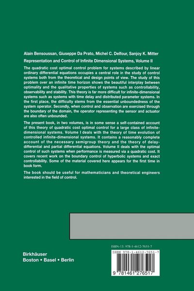 Produktbild: Representation and Control of Infinite Dimensional Systems