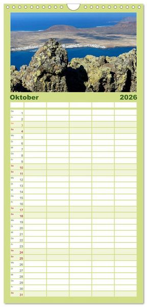 Produktbild: Familienplaner 2026 - Vulkaninsel Lanzarote mit 5 Spalten (Wandkalender, 21 x 45 cm) CALVENDO