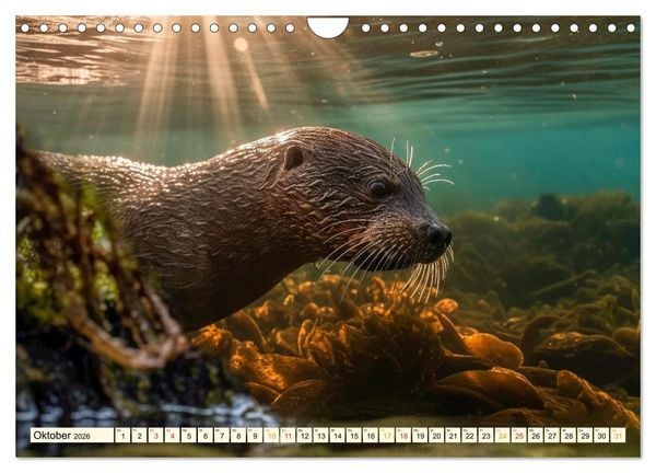 Produktbild: Fischotter - schlaue J&auml;ger (Wandkalender 2026 DIN A4 quer), CALVENDO Monatskalender