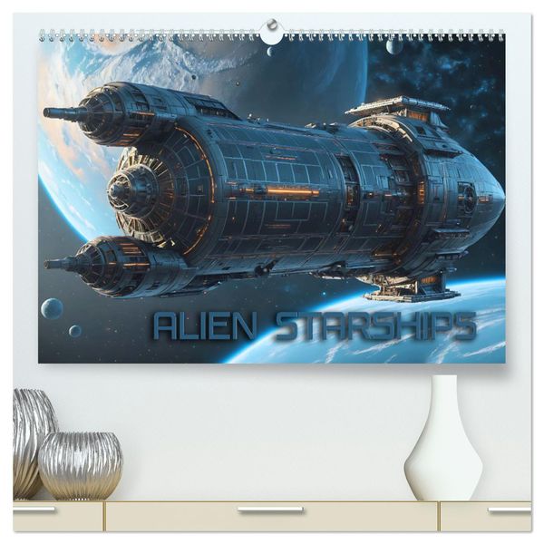 Alien Starships (hochwertiger Premium Wandkalender 2024 DIN A2 quer), Kunstdruck in Hochglanz