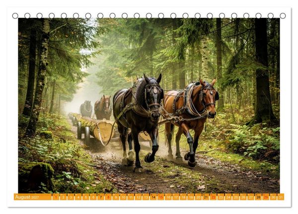 Produktbild: Arbeitspferde in Action (Tischkalender 2027 DIN A5 quer), CALVENDO Monatskalender