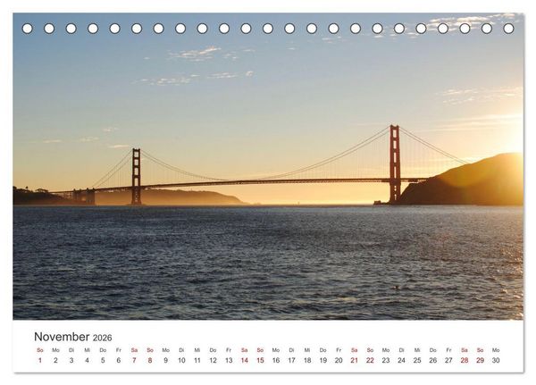 Produktbild: Golden Gate Bridge - Das ber&uuml;hmte Wahrzeichen von San Francisco. (Tischkalender 2026 DIN A5 quer), CALVENDO Monatskalender