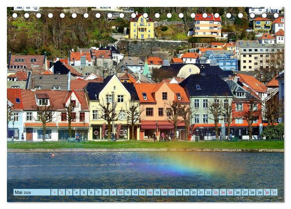 Produktbild: Wundersch&ouml;nes Bergen. Norwegens Tor zum Fjordland (Tischkalender 2026 DIN A5 quer), CALVENDO Monatskalender