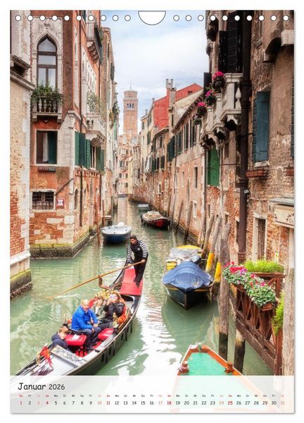 Produktbild: Venedig und Burano, Stadt am Wasser und Insel der bunten H&auml;user (Wandkalender 2026 DIN A4 hoch), CALVENDO Monatskalender