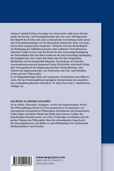 Produktbild: Johann Gottlieb Fichte: Grundlage des Naturrechts