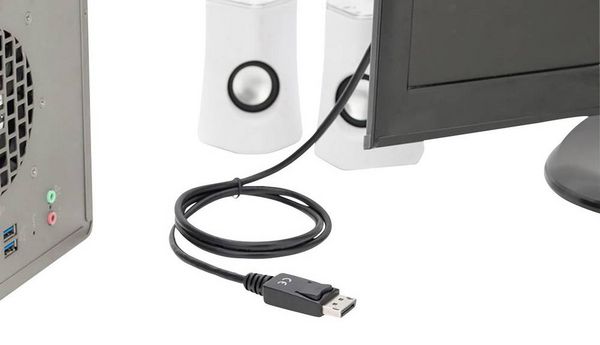 Produktbild: Digitus DisplayPort / HDMI Adapterkabel DisplayPort Stecker, HDMI-A Stecker 1.00 m Schwarz AK-340303-010-S dreifach geschirmt DisplayPort-Kabel