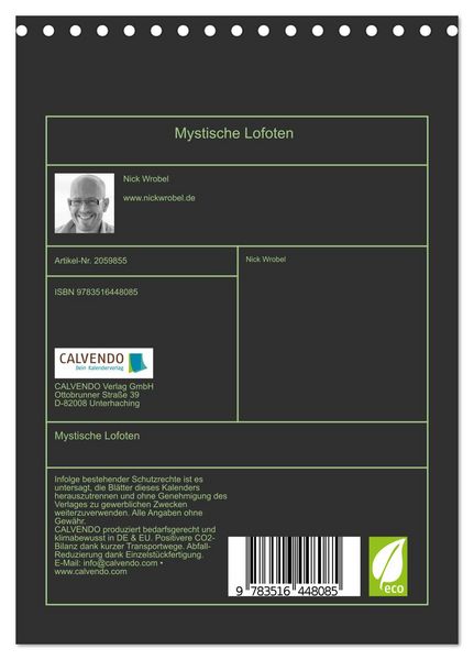 Produktbild: Mystische Lofoten (Tischkalender 2026 DIN A5 hoch), CALVENDO Monatskalender