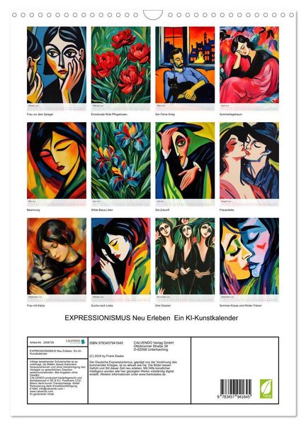 Produktbild: EXPRESSIONISMUS Neu Erleben Ein KI-Kunstkalender (Wandkalender 2026 DIN A3 hoch), CALVENDO Monatskalender