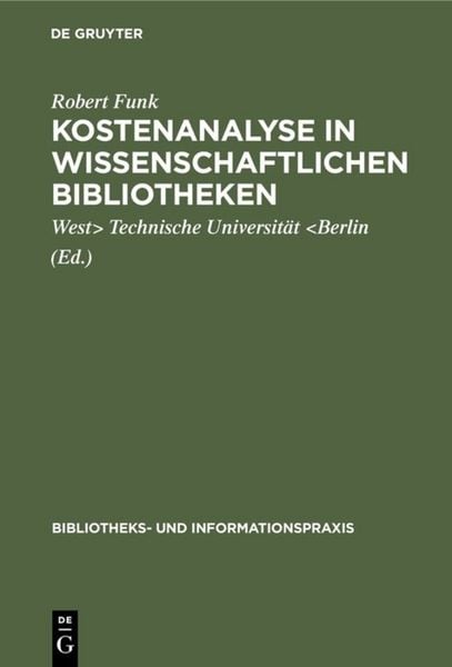 Produktbild: Kostenanalyse in wissenschaftlichen Bibliotheken