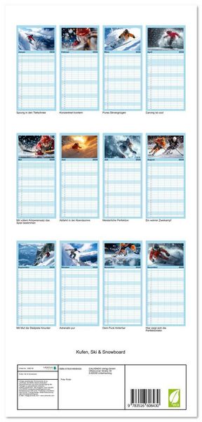 Produktbild: Familienplaner 2026 - Kufen, Ski & Snowboard mit 5 Spalten (Wandkalender, 21 x 45 cm) CALVENDO
