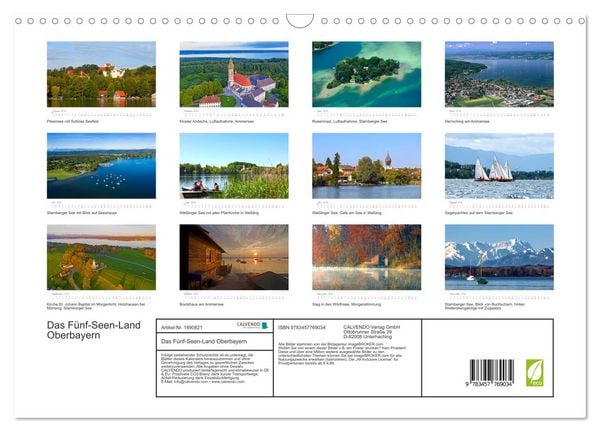 Produktbild: Das F&uuml;nf-Seen-Land Oberbayern (Wandkalender 2026 DIN A3 quer), CALVENDO Monatskalender
