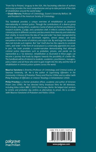 Produktbild: The Palgrave Handbook of Global Rehabilitation in Criminal Justice