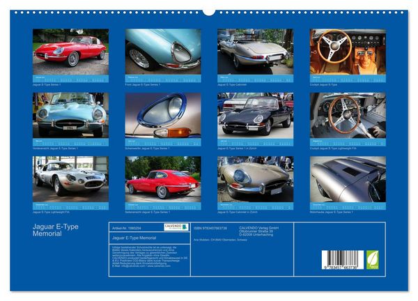 Produktbild: Jaguar E-Type Memorial (hochwertiger Premium Wandkalender 2026 DIN A2 quer), Kunstdruck in Hochglanz
