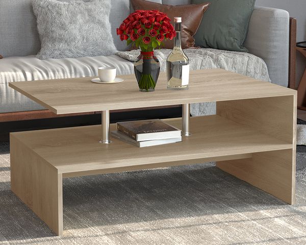 Produktbild: Holz Sofatisch Couchtisch Wohnzimmertisch Maliso L