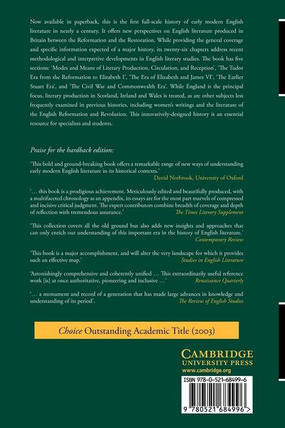 Produktbild: The Cambridge History of Early Modern English Literature