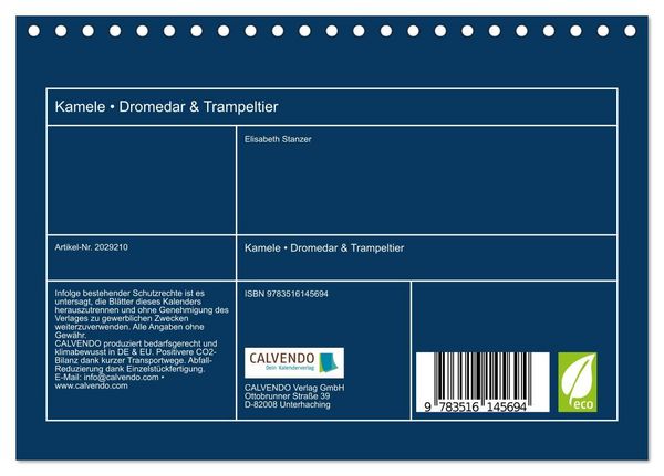 Produktbild: Kamele &bull; Dromedar & Trampeltier (Tischkalender 2026 DIN A5 quer), CALVENDO Monatskalender