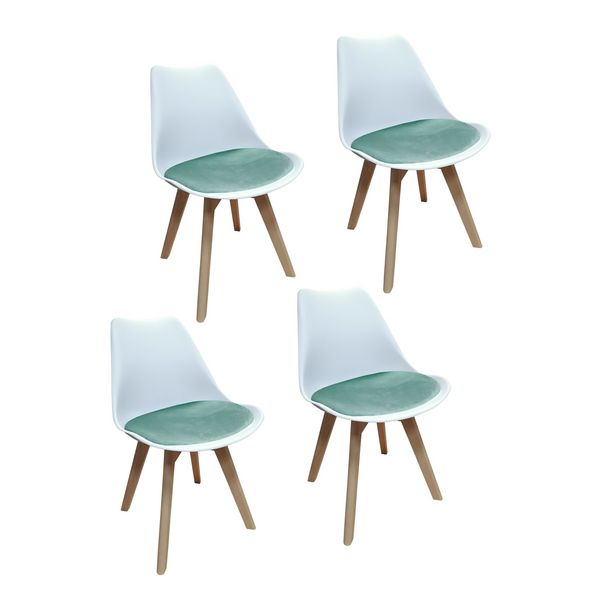 HTI-Living Stuhl Atlanta Weiß/Velvet Türkis 4er-Set Stuhl Atlanta Weiß/Velvet Türkis 4er-Set