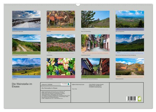 Produktbild: Die Weinsta&szlig;e im Elsass (Wandkalender 2026 DIN A2 quer), CALVENDO Monatskalender