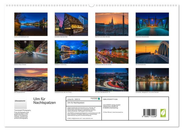 Produktbild: Ulm f&uuml;r Nachtspatzen (hochwertiger Premium Wandkalender 2026 DIN A2 quer), Kunstdruck in Hochglanz
