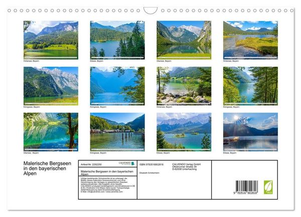 Produktbild: Malerische Bergseen in den bayerischen Alpen (Wandkalender 2027 DIN A3 quer), CALVENDO Monatskalender