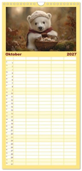 Produktbild: Familienplaner 2027 - Kleiner Eisb&auml;r und die gro&szlig;e Welt mit 5 Spalten (Wandkalender, 21 x 45 cm) CALVENDO
