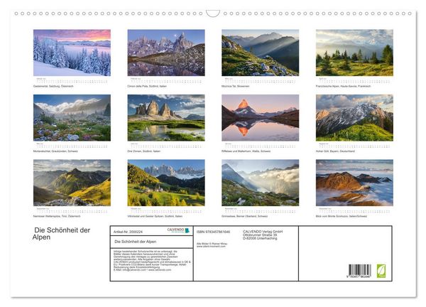 Produktbild: Die Sch&ouml;nheit der Alpen (Wandkalender 2026 DIN A2 quer), CALVENDO Monatskalender