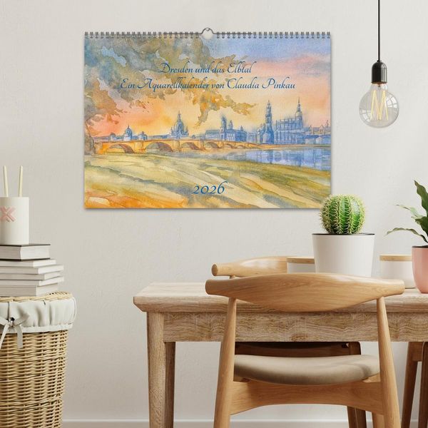 Produktbild: Dresden und das Elbtal - Ein Aquarellkalender von Claudia Pinkau (Wandkalender 2026 DIN A3 quer), CALVENDO Monatskalender