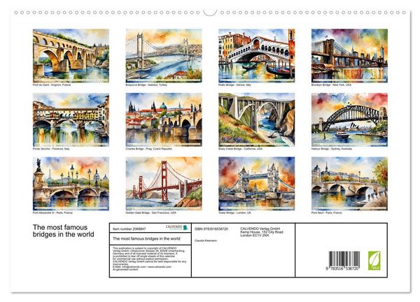 Produktbild: The most famous bridges in the world (High Quality Premium Wall Calendar 2026 DIN A2 landscape),CALVENDO 12 Month Wall Calendar