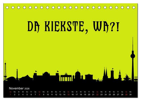 Produktbild: Berliner Mundart (Tischkalender 2026 DIN A5 quer), CALVENDO Monatskalender