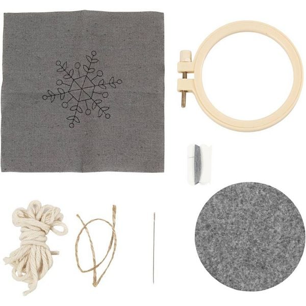 Produktbild: Creativ Company DIY Sets Sticken & Nadelstanzen Mini Kreativ Set Sticken, Grau, Schneeflocke, Kreativ Box