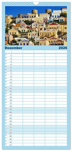 Produktbild: Familienplaner 2026 - Ein Tag auf Symi mit 5 Spalten (Wandkalender, 21 x 45 cm) CALVENDO
