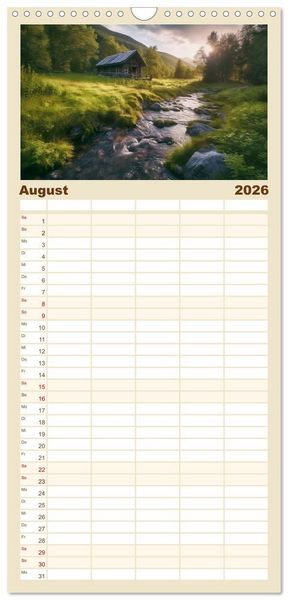 Produktbild: Familienplaner 2026 - H&uuml;ttenzauber - Ein visueller Streifzug durch Norwegens Wildnis mit 5 Spalten (Wandkalender, 21 x 45 cm) CALVENDO