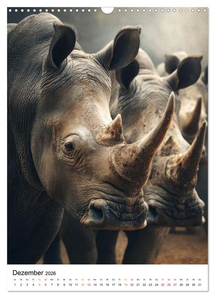 Produktbild: Nashorn - Stark. Stur. Schnell. (Wandkalender 2026 DIN A3 hoch), CALVENDO Monatskalender