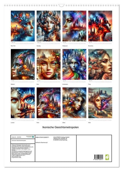 Produktbild: Ikonische Gesichtsmetropolen (Wandkalender 2026 DIN A2 hoch), CALVENDO Monatskalender