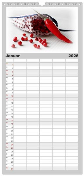Produktbild: Familienplaner 2026 - Hot Chili K&uuml;chen Kalender mit 5 Spalten (Wandkalender, 21 x 45 cm) CALVENDO