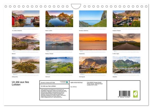 Produktbild: Un &eacute;t&eacute; aux Iles Lofoten (Calendrier mural 2026 DIN A4 vertical), CALVENDO calendrier mensuel