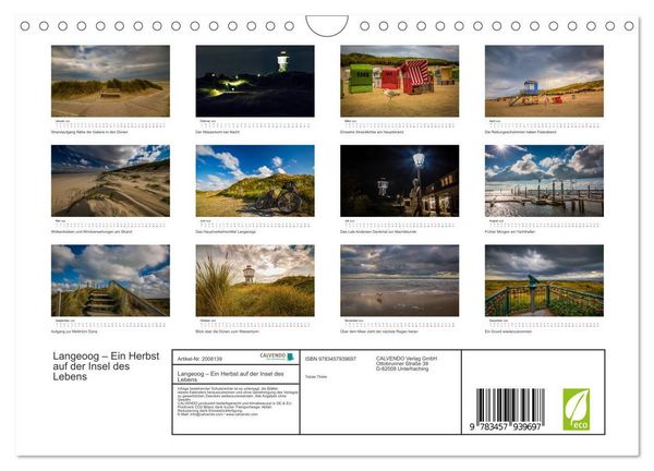 Produktbild: Langeoog &ndash; Ein Herbst auf der Insel des Lebens (Wandkalender 2026 DIN A4 quer), CALVENDO Monatskalender