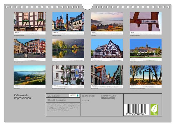 Produktbild: Odenwald - Impressionen (Wandkalender 2026 DIN A4 quer), CALVENDO Monatskalender
