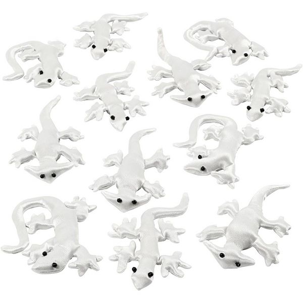 Produktbild: Creativ Company Echsen, Gr&ouml;&szlig;e 10-14 cm, Wei&szlig;, 12 Stk