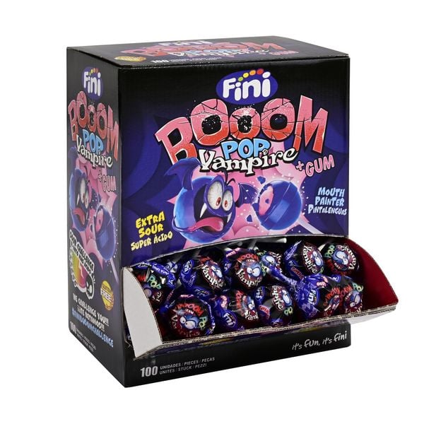 Fini Booom Pop Vampire Lolli mit Kaugummikern 100 Stück