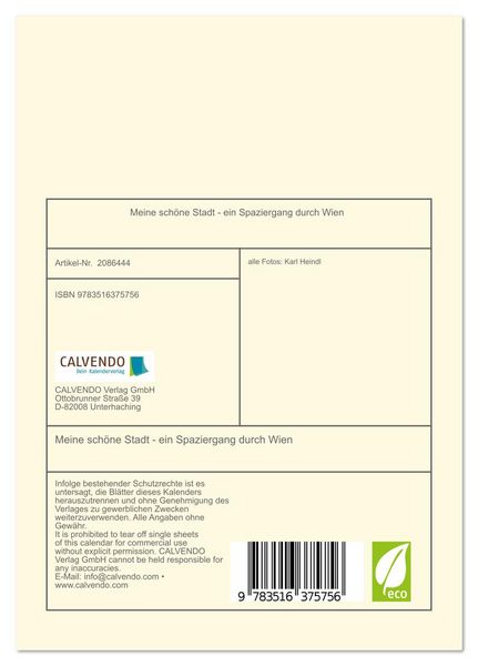 Produktbild: Meine sch&ouml;ne Stadt - ein Spaziergang durch Wien (Tischkalender 2026 DIN A5 hoch), CALVENDO Monatskalender