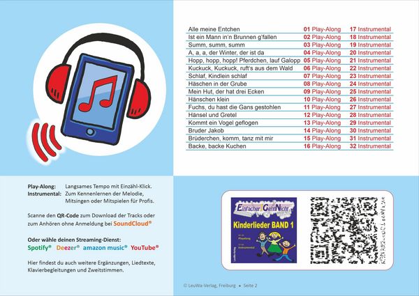 Produktbild: Einfacher!-Geht-Nicht: 34 Kinderlieder BAND 1+2 f&uuml;r Klavier und Keyboard (+Play-Along-Streaming) | LeuWa