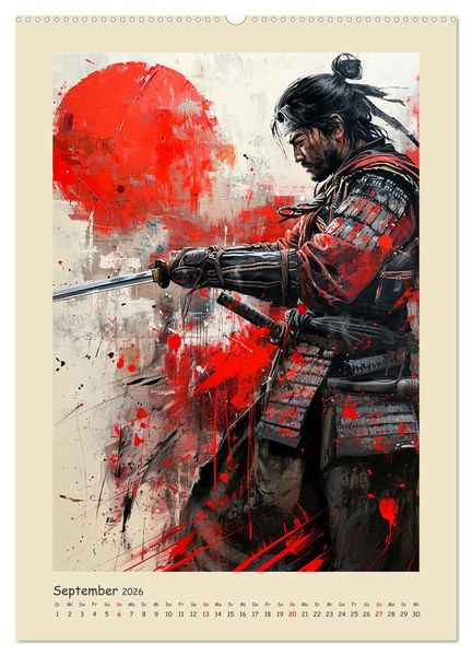 Produktbild: Samurai. Kunstvolle Darstellungen historischer Krieger (hochwertiger Premium Wandkalender 2026 DIN A2 hoch), Kunstdruck in Hochglanz