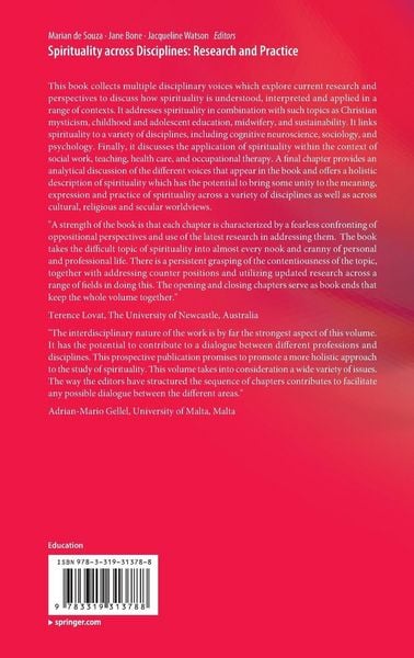 Produktbild: Spirituality across Disciplines: Research and Practice: