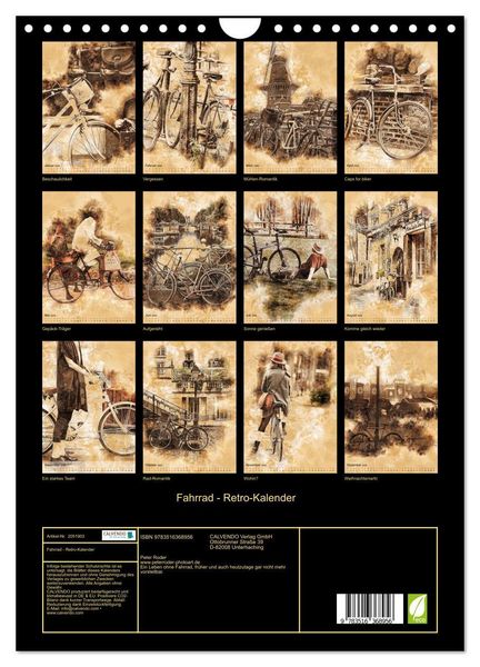 Produktbild: Fahrrad - Retro-Kalender (Wandkalender 2026 DIN A4 hoch), CALVENDO Monatskalender