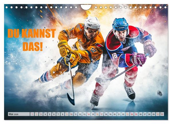 Produktbild: Eishockey und positive Gedanken (Wandkalender 2026 DIN A4 quer), CALVENDO Monatskalender