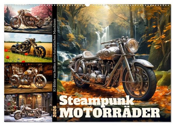 Produktbild: Steampunk Motorr&auml;der (Wandkalender 2026 DIN A2 quer), CALVENDO Monatskalender